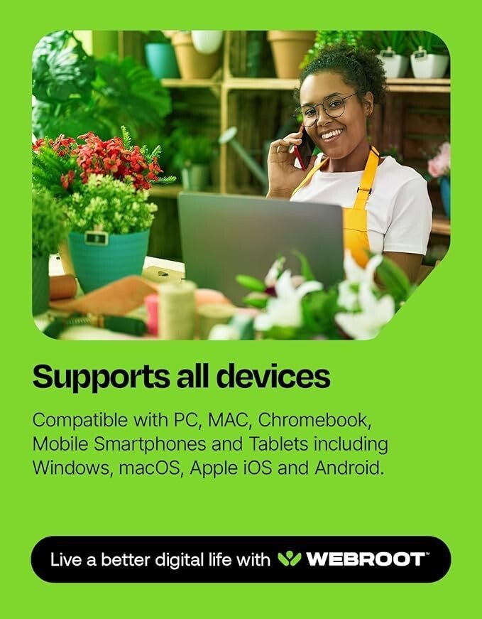 Webroot Internet Security Plus | Antivirus Software 2025 | 3 Device | 1 Year Download for PC/Mac/Chromebook/Android/IOS + Password Manager