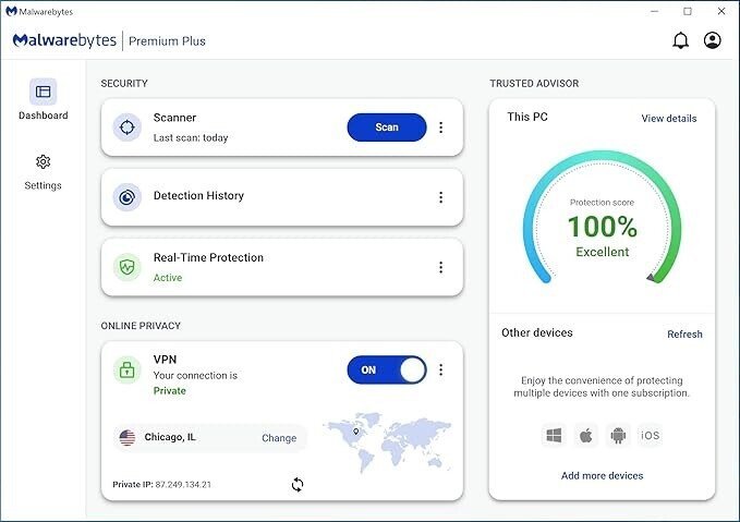 Malwarebytes | Exclusive | 18 Months, 2 Devices | Windows, Mac OS, Android, Apple iOS, Chrome [Online Code]